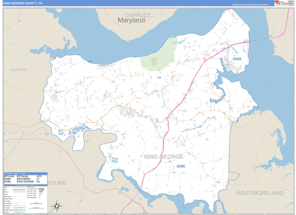 King George County, VA Zip Code Map